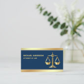 Carte De Visite Marine Blue Gold Justice Scale Avocat Procureur (Debout devant)