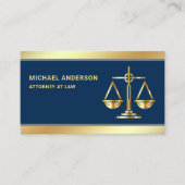 Carte De Visite Marine Blue Gold Justice Scale Avocat Procureur (Devant)