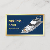 Carte De Visite Marine Blue Gold Luxury Yacht Charter (Devant)