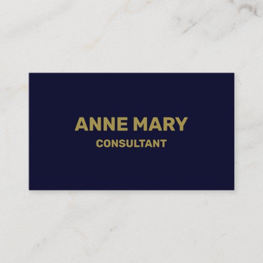 Carte De Visite Marine Blue Gold Minimal Moderne Élégant Consultan (Devant)
