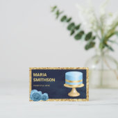 Carte De Visite Marine Blue Gold Parties scintillant Custom Birthd (Debout devant)