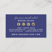 Carte De Visite Marine Blue & Gold Peinture Stroworking Social Net (Dos)