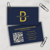 Carte De Visite Marine Blue & Gold QR Code Modern Professional