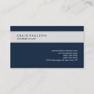 Carte De Visite Marine Blue Grey Elegant Plain Professionnel