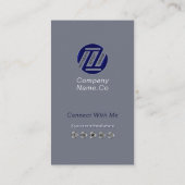 Carte De Visite Marine Blue Grey Minimal Afficher Photo Profession (Dos)