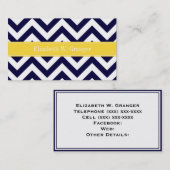 Carte De Visite Marine Blue Lg Chevron Nom de l'ananas Monogramme (Devant / Derrière)