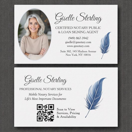 Carte De Visite Marine Blue Mobile Noir QR Code Photo moderne