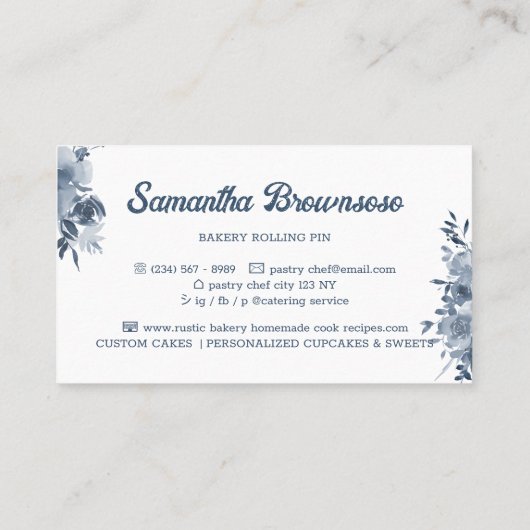 Carte De Visite Marine Blue Pâtisserie Chef boulangerie maison (Dos)