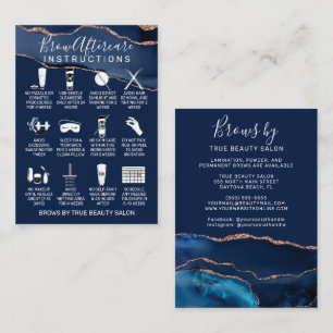 Carte De Visite Marine Blue Rose Gold Agate Brosses