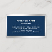 Carte De Visite Marine Blue Silver Fitness Personal Trainer Photo (Dos)