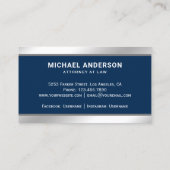 Carte De Visite Marine Blue Silver Justice Scale Avocat Procureur (Dos)