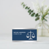 Carte De Visite Marine Blue Silver Justice Scale Avocat Procureur (Debout devant)