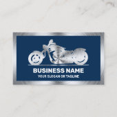 Carte De Visite Marine Blue Steel Motorbike Mécanique (Devant)