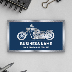 Carte De Visite Marine Blue Steel Motorbike Mécanique