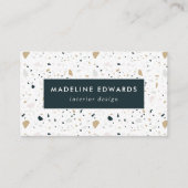 Carte De Visite Marine branchée & Gold Terrazzo (Devant)