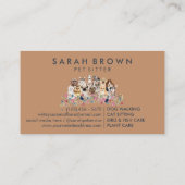 Carte De Visite Marine Brown Floral Groomer animal de compagnie Sp (Dos)