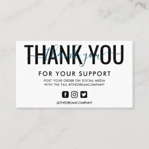 Carte De Visite Marine Calligraphie Merci Mini support Insertion
