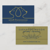 Carte De Visite Marine Chat Line Logo Petsitter Profession vétérin (Devant / Derrière)