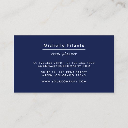 Carte De Visite Marine et Argent Agate (Dos)