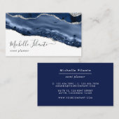 Carte De Visite Marine et Argent Agate (Devant / Derrière)