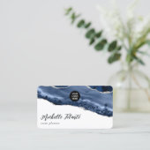 Carte De Visite Marine et Argent Agate Pierre précieuse (Debout devant)