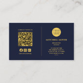 Carte De Visite Marine Et Gold Beekeeper QR Code & Logo (Dos)