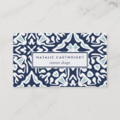 Carte De Visite Marine et Motif blanc de la Méditerranée (Devant)