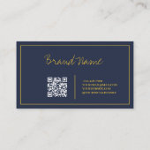 Carte De Visite Marine Gold | Élégante calligraphie Sleek QR Code (Dos)