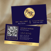 Carte De Visite Marine & Gold Logo Moderne Immobilier Code QR