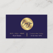 Carte De Visite Marine & Gold Logo Moderne Immobilier Code QR (Devant)