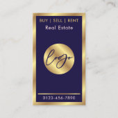 Carte De Visite Marine & Gold Logo Moderne Notaire Immobilier Code (Devant)