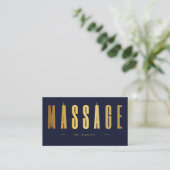 Carte De Visite Marine & Gold Massage Therapist QR Code Et Logo (Debout devant)