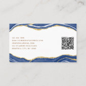 Carte De Visite Marine Marbre bleu Agate Or Parties scintillant QR (Dos)