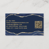 Carte De Visite Marine Marbre bleu Agate Or Parties scintillant QR (Dos)