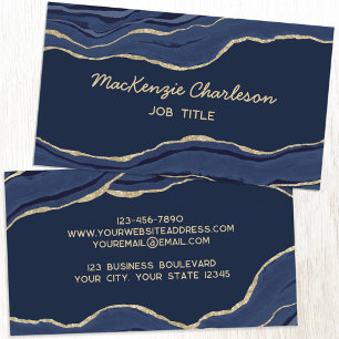 Carte De Visite Marine Marbre bleu Agate Parties scintillant or