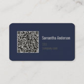 Carte De Visite Marine moderne bleu & argent avec code QR | (Dos)