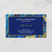 Carte De Visite Marine moderne Bleu & Or Marbre Agate Abstrait (Dos)