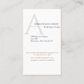 Carte De Visite Marine moderne verticale, or et Monogramme blanc (Dos)