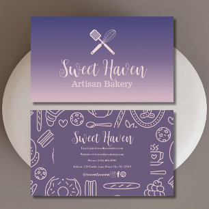 Carte De Visite Marine Pink Gradient Cuisine Ustensile boulangerie
