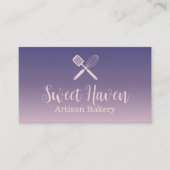 Carte De Visite Marine Pink Gradient Cuisine Ustensile boulangerie (Devant)