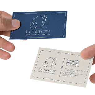 Carte De Visite Marine Porcelaine Beige Sculpture Vase Céramique