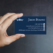 Carte De Visite Marine professionnelle Blue Employé Aviation Compa
