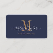 Carte De Visite Marine professionnelle moderne Blue Gold Signature (Devant)