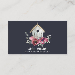 CARTE DE VISITE MARINE RED ROSE FLORAL WOOD HOME RESTAURANT BED BR