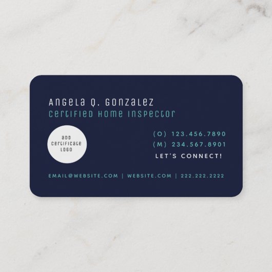 Carte De Visite Marine Simple Moderne Chic House Inspection (Dos)