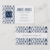 Carte De Visite Maritime dans le motif bleu (Devant / Derrière)
