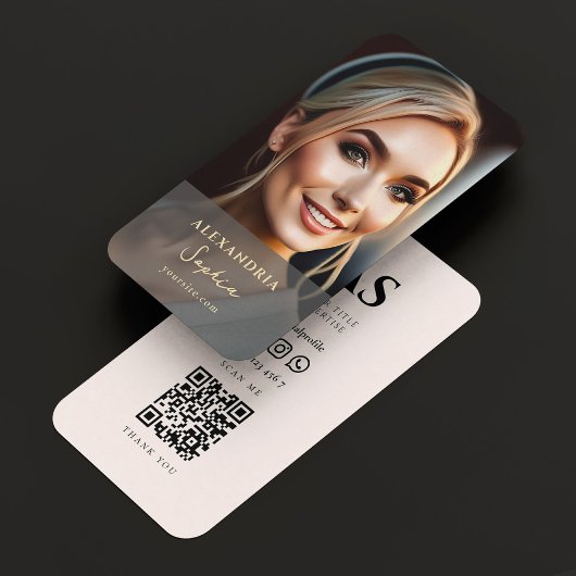 Carte De Visite Marketing moderne Full Photo Professional Rose