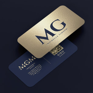 Carte De Visite Marketing professionnel Dark Navy Blue Gold modern