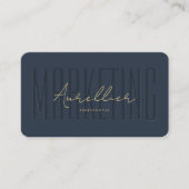 Carte De Visite Marketing professionnel Monogramme bleu foncé mode (Devant)