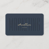 Carte De Visite Marketing Professionnel Monogramme bleu foncé Mode (Devant)